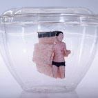 Floating Object, Plastic container, thread, 2011-2008, 17.8×17.8×12.7cm